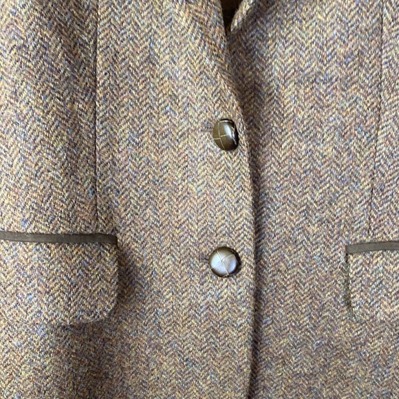 Massimo Dutti Olive Green Brown Tweed Wool Blazer Size 4 - Picture 4 of 14
